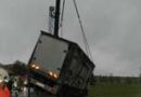 Oö: Schweinetransporter verunglückt