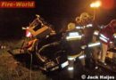 Oö: Lkw-Anhänger schleuderte gegen Pkw – Person eingeklemmt (B 120)