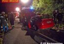Oö: Fahrzeug stand nach schweren Unfall in Flammen