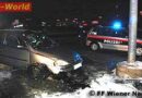 Nö: Pkw prallt am SCS-Parkplatz gegen einen Laternenmast