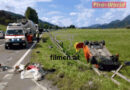 Stmk: Pkw bei Haus im Ennstal mit Betonmischwagen kollidiert