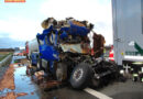 Deutschland: Unfallserie mit 1 Toten -> Tankwagen kracht ungebremst auf Lkw
