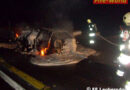 Nö: Pkw auf der A2 in Leobersdorf in Vollbrand