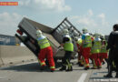 Nö: „Manpower“ auf der A2 -> Klein Lkw nach Unfall händisch aufgestellt