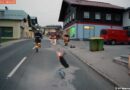 Sbg: Dieseltank bei Lkw beschädigt -> Massive Ölspur
