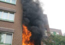 Schweiz: Balkon eines Mehrparteienhauses in Münichstein in Vollbrand