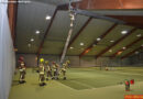 D: Brennende Gas-Dunkelstrahlheizung in Tennishalle in Ratingen