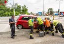 Nö: Pkw rutscht im Baustellenbereich der S5 über eine hohe Fahrbahnkante