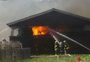 Oö: Mehr als 20 Feuerwehren bei Großbrand dreier Hallen in Lengau im Einsatz (+Video)