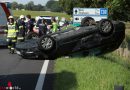 Oö: Auto nach Verkehrsunfall auf der Pyhrnpass Straße in Steinhaus überschlagen