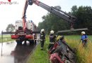 Bgld: Pkw landet Regen am Dach im Straßengraben