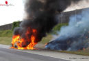 Nö: Flüssiggas-Pkw auf der A5 bei Gaweinstal in Vollbrand