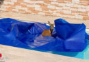 D: Reh in Pool auf Solarplane gefangen