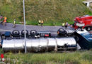 Nö: Tankwagen auf S1-Abfahrt in Kurve umgestürzt → Doppelter Kraneinsatz