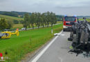 Oö: Frontallkollision bei Brunnenthal → Intensiv-Einsatz hydr. Rettungsgeräte für zwei Eingeklemmte