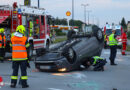 Oö: Autoüberschlag bei Kreuzungsunfall auf der „Trauner Kreuzung“ bei Traun