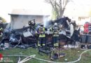 D: Gasflasche explodiert während Löscharbeiten an Wohnmobil und fliegt 50 m weit
