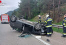 Ktn: Pkw kam nach Unfall auf A 10 am Dach liegend zum Stillstand