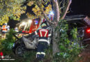 Oö: Auto kracht in Stroheim gegen Baum → Lenker eingeklemmt