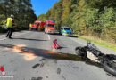 D: Mehr als 100 m Trümmerfeld bei tödlicher Pkw-Motorrad-Kollision in einer Kurve in Plettenberg