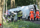D: Transporterlenker (25) prallt bei Anderlingen gegen Baum → schwer eingeklemmt und tödlich verletzt