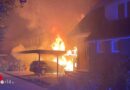 D: Carport zwischen zwei Reihenhäusern in Stade in Flammen