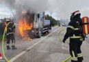 Nö: Brennende Fahrerkabine eines Lastwagens auf der A 2 bei Wiener Neudorf
