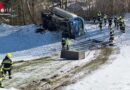 Ktn: 3-Achs-Lkw in Bad Kleinkirchheim rund 70 m über abfallende Böschung gestürzt → Zusammenspiel mehrerer Seilwinden nötig