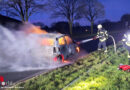 D: Pkw-Brand auf der Alpener Straße und rotglühende Bremsen an Gefahrgut-Lkw auf der A57 bei Sonsbeck