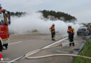 D: Rauchentwicklung bei Autobrand auf A 7 führt zu Feuerwehreinsatz und Totalsperre