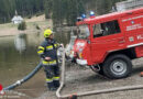 Stmk: Lange Anfahrt zu Autobrand am Ingeringsee in Bischoffeld