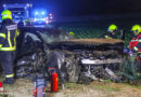 Oö: Auto bei Unfall in St. Florian frontal gegen Wasserdurchlass geprallt