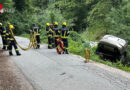 Oö: Auto hängt in Lauffen am alten Traunarm