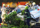 Oö: Pkw in Eferding gegen Baum geprallt → junge Männer (17, 19) aus Auto befreit