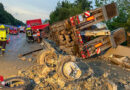 Oö: Lkw-Unfall mit Anhänger-Achsvverlust auf A 1 bei Mondsee führte zu stundenlangen Bergungsarbeiten auf der A1