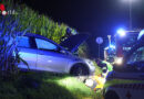 Oö: Kollision mit Baum → verunfalltes Auto landet in Buchkirchen im Maisfeld