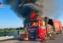 Bayern: Brennender Lastwagen auf der A 99 vor dem Autobahnkreuz München
