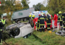 Nö: Frontalkollision zwischen Lastwagen und Pkw bei Asparn