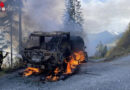 Schweiz: Motorkarren bei Domat / Ems in Vollbrand