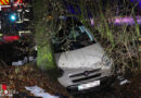 Oö: Auto in Wels im Bachbett gegen Baum geprallt