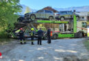 Oö: Verfahrener Autotransporter in St. Agatha in Bad Goisern