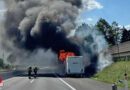 Stmk: Fahrzeugbrand auf der A9 → 3-Achs-Wohnmobil in Vollbrand