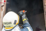 Massiver Feuerwehreinsatz bei Brand eines Schweinestalls in Marbach im Felde